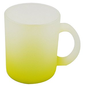 Caneca de Vidro Fosco Degradê Amarelo Limão 325ml (P/ Sublimação)