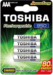 Pilha Recarregável AAA 1,2V 950mAh TNH3GAE TOSHIBA com 4 un