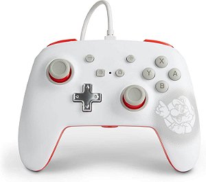 Controle Power-A Enwired Mario White P/ Nintendo Switch e PC