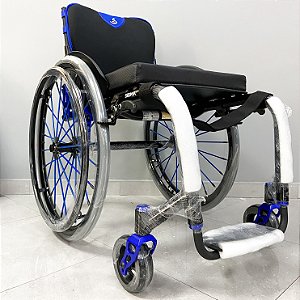 Cadeira de Rodas Monobloco Sigma Smart Preto Brilhante c/ Azul
