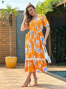 VESTIDO MORÉIA - ESTAMPADO AMARELO