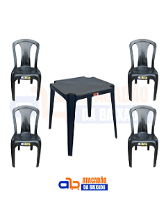 Jogo de Cadeira Inovar (4 Cadeira Sauipe + 1 Mesa) Preto