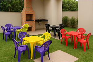 Jogo de Poltrona Solplast (4 Poltronas + 1 Mesa) SOLPLAST
