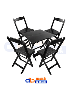 Jogo de Madeira (1 Mesa Quadrada + 4 Cadeiras)