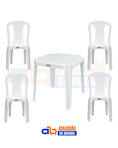 Jogo de Cadeira Solplast (4 cadeiras + 1 mesa) Branco