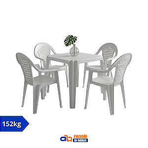 Jogo de Poltronas Jacarecica Branca (1 mesa e 4 Poltronas) Solplast