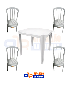 Jogo Goba - Inovar - 182KG (4 Cadeira / 1 Mesa) - Branco Gelo