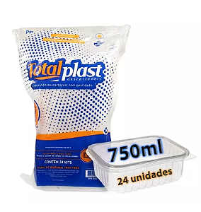 KIT POTE RETANGULAR PP DE 750ML - C/24 UNIDADES.