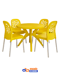 Jogo de Mesa e Cadeira Deluxe Amarelo - Forte Plástico