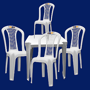 JOGO DE 1 MESA CORURIPE + 4 CADEIRAS PARIPUEIRA - SOLPLAST