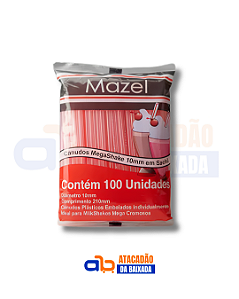 Canudo Mega Shake 10mm Mazel - 100 Unidades