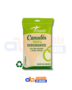 Canudo Biodegradável 5mm Mazel - c/ 100un