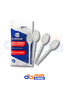 Colher Sobremesa Branca Ultra 50 Unidades