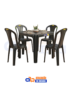 Jogo Mesa Coruripe e Cadeiras Tabatinga Preta