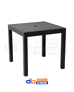 Mesa Quadrada Rattan 80x80cm Preta