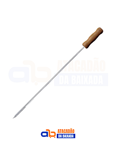 Espeto Inox para Churrasco com Cabo de Madeira