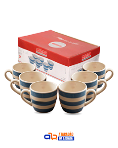 Jogo de Xícaras de Cerâmica para Café 90ml - 6 Xícaras