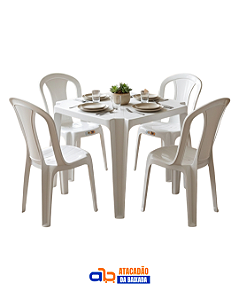Jogo de Mesa e Cadeiras Saiupe Branco - Inovar