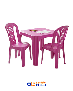 Jogo de Mesa e Cadeiras Infantil Rosa - Forte Plástico