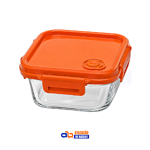 Pote de Vidro Hermético Quadrado com Tampa 310ml