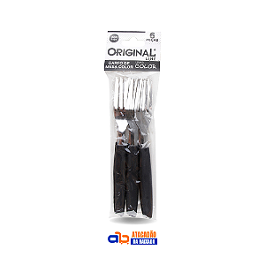 Jogo de Garfo Mesa Inox c/ 6 Peças Preto - Linha Color Original Line