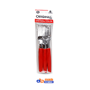 Jogo de Garfo Mesa Inox c/ 6 Peças Vermelho - Linha Color Original Line