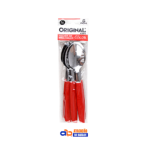 Jogo de Colheres de Mesa Inox c/ 6 Peças Vermelha - Linha Color Original Line