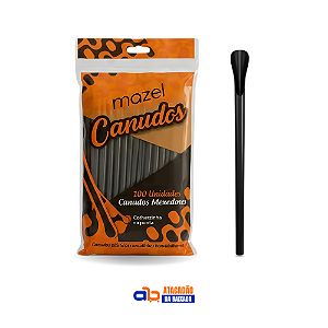 Canudo Mexedor Preto Mazel c/ 100un