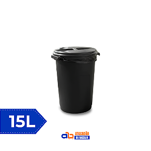 Cesto Fechado 15L Preto c/Tampa - Plastilar