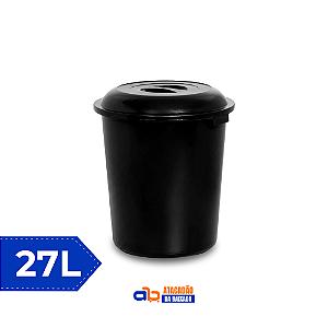 Cesto Fechado 27L Preto c/Tampa - Plasnew