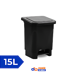 Lixeira c/Pedal 15L Preta - Usaplast