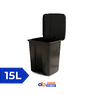 Lixeira c/Pedal 15L Preta - Plastilar