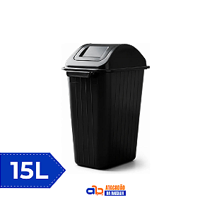 Lixeira Retangular c/Tampa Vai e Vem 20L Preto - Plastilar