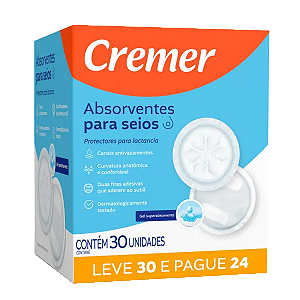 Absorvente Cremer Para Seios Leve 30 Pague 24 Unidades