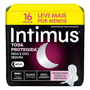 Absorvente Intimus Gel Noturno Longo Cobertura Suave com Abas 16 Unidades