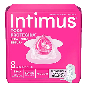 Absorvente Intimus Gel Tripla Proteção Cobertura Extra Suave Com Abas 8 Unidades