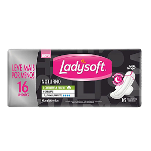 Absorvente Ladysoft Normal Noturno Cobertura Suave com Abas 16 Unidades