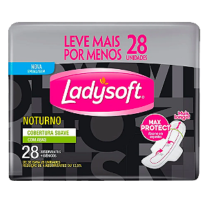 Absorvente Ladysoft Normal Noturno Cobertura Suave com Abas 28 Unidades