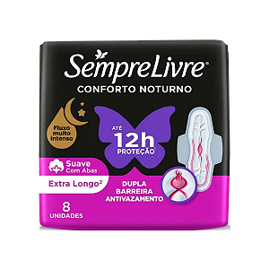Absorvente Sempre Livre Conforto Noturno Suave com 8 unidades