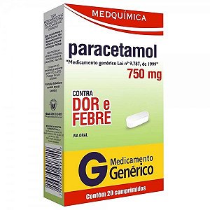 Paracetamol 750mg Com 20 Comprimidos