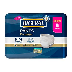 Roupa Íntima Descartável Bigfral Pants Premium Tamanho P/M 16 Unidades