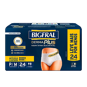 Roupa Íntima Descartável Unissex Bigfral Derma Plus Tamanho P/M 24 Unidades