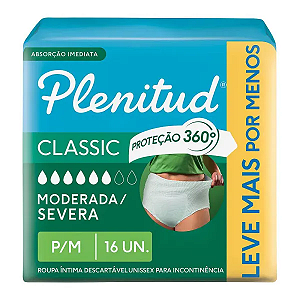 Roupa Íntima Plenitud Classic Tamanho P/M 16 Unidades