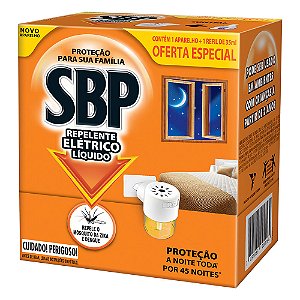 Repelente Elétrico Líquido SBP 45 Noites Refil 35ml + Aparelho