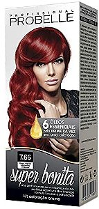 Tintura Super Bonita Probelle 7.66 Louro Médio Vermelho Intenso