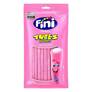 Balas de Gelatina Fini Tubes Azedinhos Sabor Tutti Frutti 80g