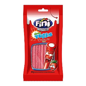 Balas de Gelatina Fini Tubinho de Morango Cítrico 80g