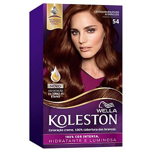 Tintura Creme Koleston Wella Castanho Dourado Acobreado 54