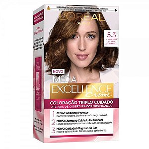 Tintura Creme Imédia Excellence L'oréal Castanho Claro Dourado 5.3