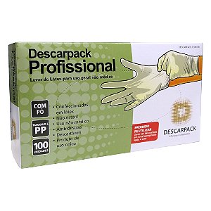 Luva de Latex Descartável Profissional Descarpark PP 100 Unidades